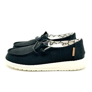 Hey Dude Wendy Youth Black Moccasin Shoes with Cushioned Interior Kids Size 13